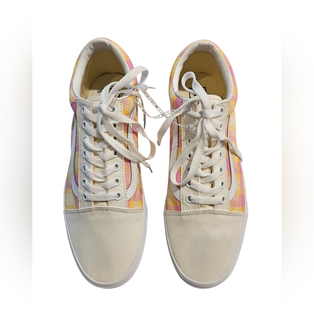 Vans Women's Plaid Sneakers in Pink and Yellow
